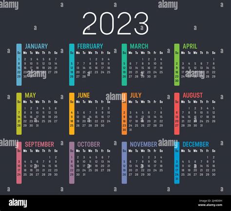 Colorido Calendario 2023 2909091 Vector En Vecteezy