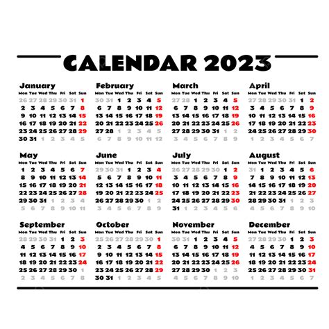 Calendario Negro 2023 Calendario De Diseño Minimalista Png Calendario