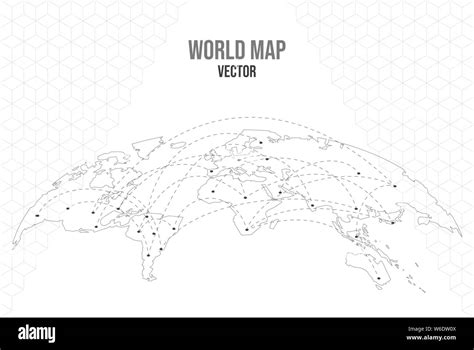 World Map Illustration With Network Connection Worldwide Locations