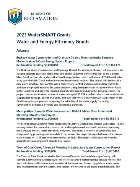 2023 Watersmart Grants Water And Energy Efficiency Grants Pdf Water
