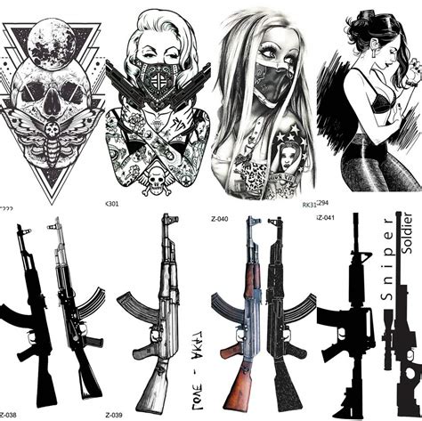 coktak 8 pieces lot realistic masked gangster adults temporary tattoos for women