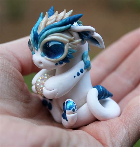 Blue And White Bitty Baby Polymer Clay Dragon Cute Polymer Clay
