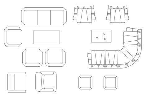 2d Furniture Sofa Cad Blocks Top View Drawing Dwg File Cadbull