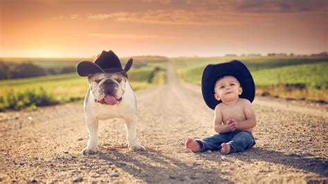Children Dog Cowboy Hats Animals Jake Olson Road