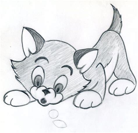 Sketches of Cartoon Characters | How To Draw Cartoon Kitten Easily And