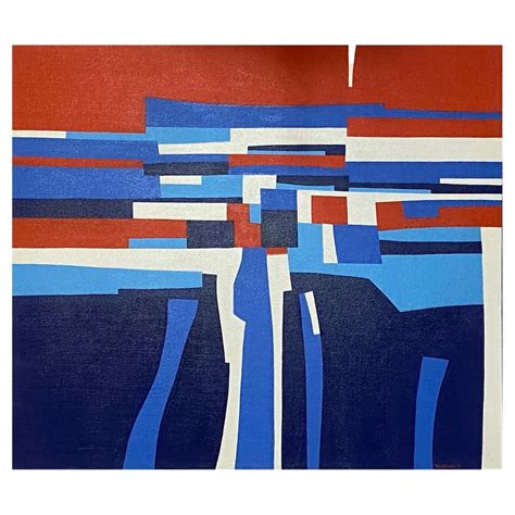 Mid Century Modernist Abstract Painting By Thomas Ragland Bunnell 1959