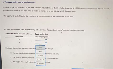 Solved Keep the highest: 1. The opportunity cost of holding | Chegg.com