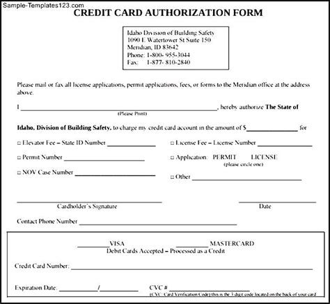 Check spelling or type a new query. Sample Credit Card Authorization Form - Sample Templates - Sample Templates