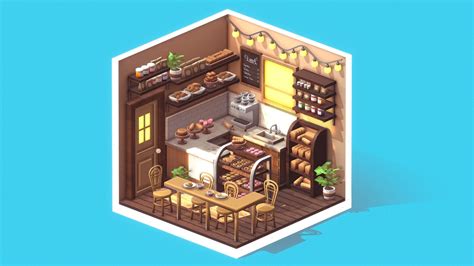 Free Isometric Cafe Download Free 3d Model By Lowpolyboy A945f20