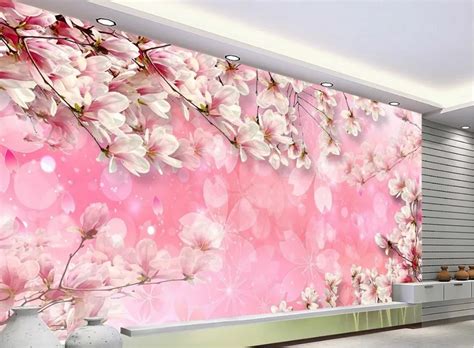 Pink Flower Wallpaper Mural 3d Wallpaper Flower 3d Wallpaper Living Room 3d Mural Wallpaper In