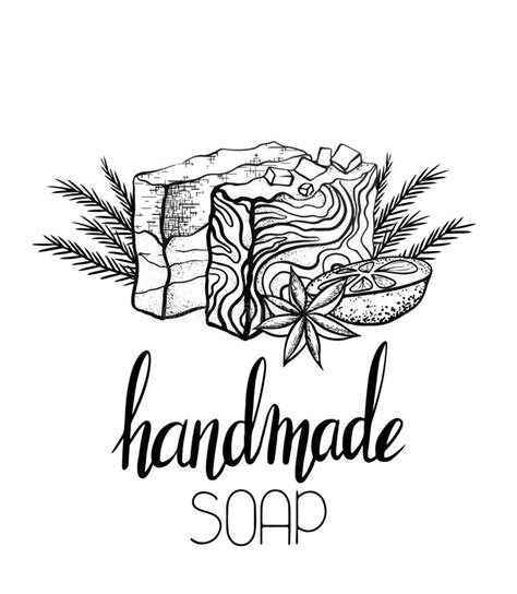 Explore our beautiful, handmade soap bars today. Vector Outline Illustration Of Handmade Soap With Candmade ...