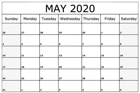 May 2020 Calendar Printable Sunrise Sunset Calendar Template 2021