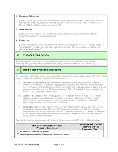 Standard Operating Procedure Template In Word And Pdf Formats Page 2 Of 6