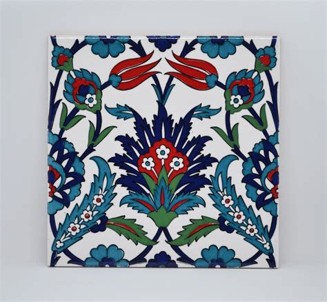 X Handmade Floral Design Turkish Iznik Ceramic Wall Tile Etsy