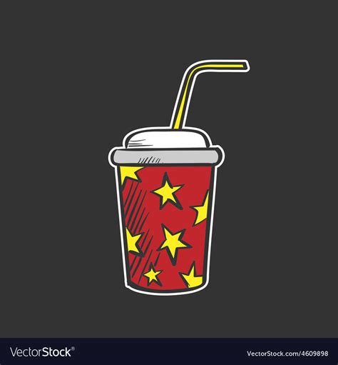 Colored Soda Fountain Drink Doodle Drawing Vector Image