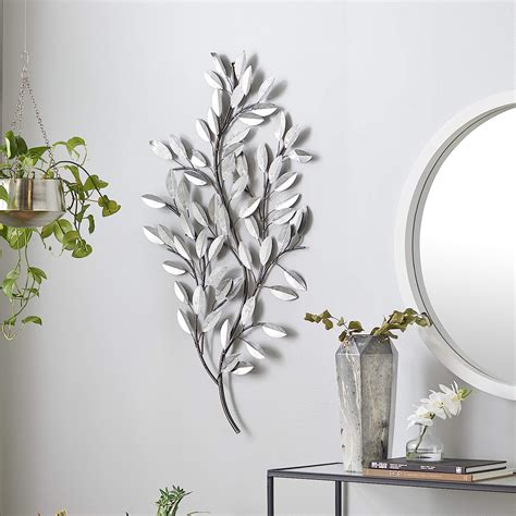 Buy Deco 79 Glam Metal Leaves Wall Decor 25 X 2 X 44 Silver Online