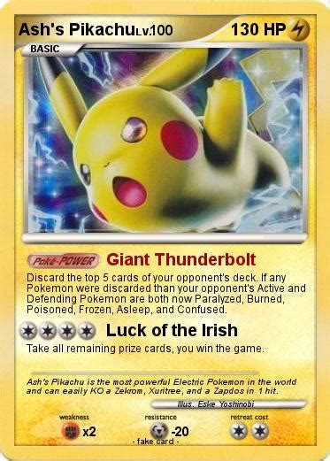 Pokémon Ash S Pikachu 752 752 Giant Thunderbolt My Pokemon Card
