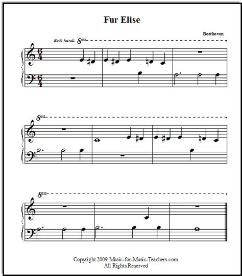 Fur Elise Free And Easy Printable Sheet Music For Beginner Piano