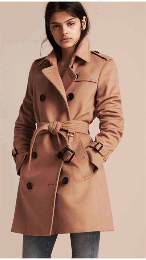 Burberry Wool Cashmere Trench Coat Camel Buy Burberry Womens Natural