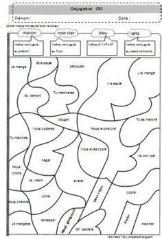 Coloriage magique conjugaison ce1  ce1  Pinterest