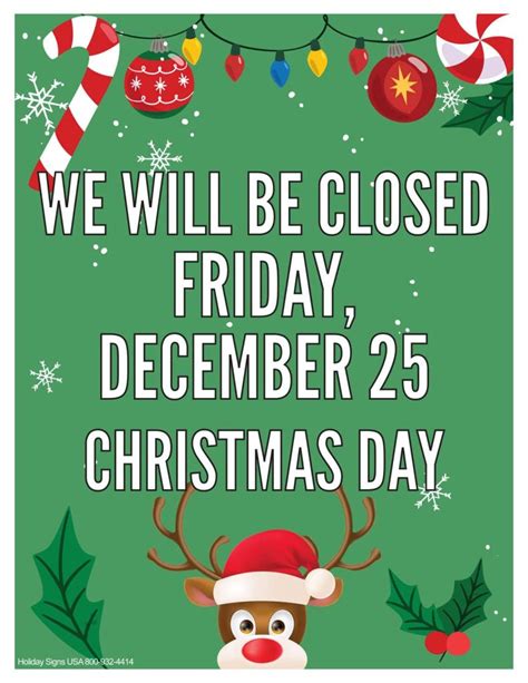 Christmas Closed Sign Template