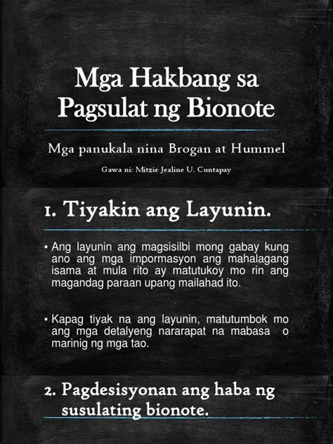 Mga Hakbang Sa Pagsulat Ng Bionotepptx