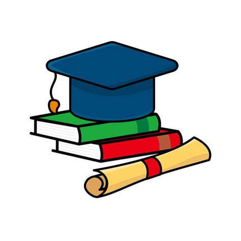 Books And Graduation Hat Vector Illustration Isolated On White