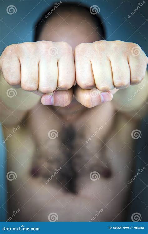 Adult Man Showing His Fists Stock Image Image Of Caucasian Power