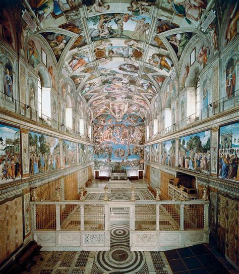 The ceiling of the sistine chapel is one of the most impressive works of art of all time. 75. Sistine Chapel ceiling and altar wall frescoes ...