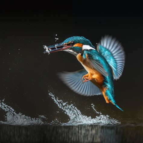 Common European Kingfisher River Kingfisher Flying After Emerging From