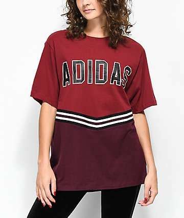 Adidas Adibreak Burgundy Collegiate T Shirt Clothes Tops Girls Tshirts
