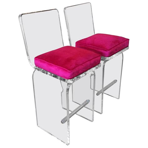 Texture is another way to bring an accent to a room. Charles Hollis Jones Lucite Swivel Barstools Counter Stools Pink Waterfall at 1stdibs