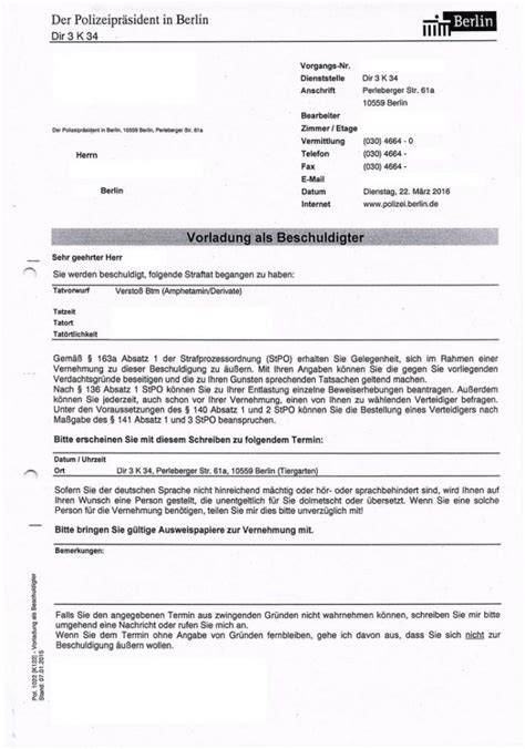 Tipps zu aufbau & inhalt kostenlose muster beispiele etc. Fachanwalt Strafrecht Berlin | Vorladung als Beschuldigter ...