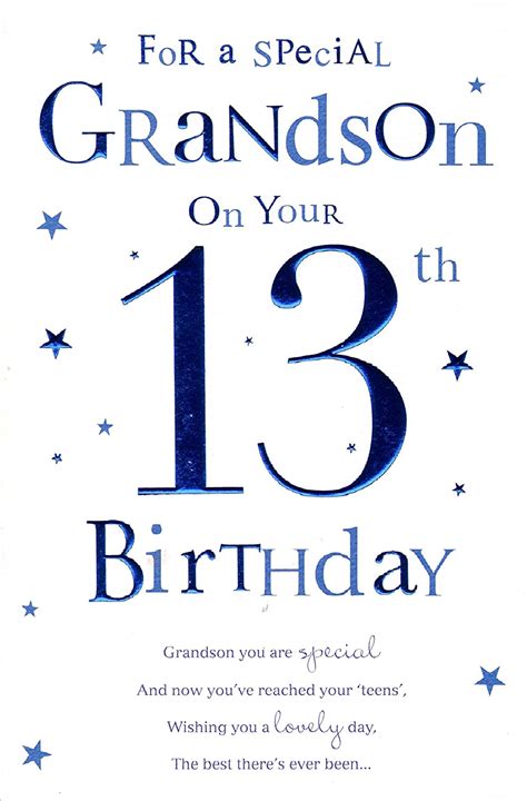 Grandson 13th Birthday Birthday Card Uk Stationery