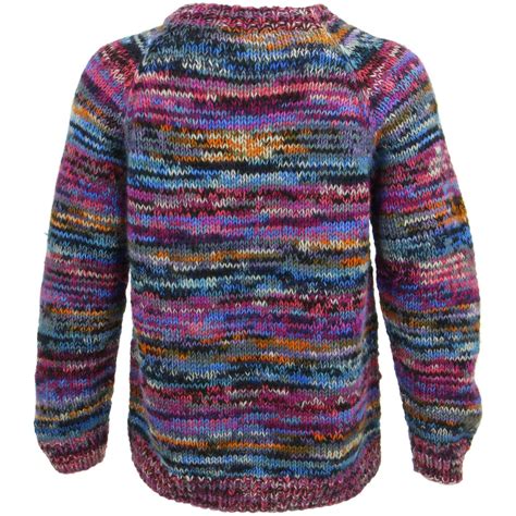 Wool Knit Jumper Sweater Pullover Fairisle Nordic Abstract Warm Nepal Loose Ebay