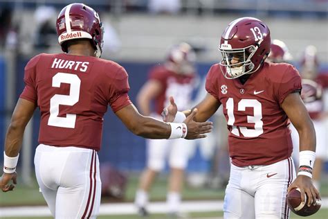 Tuanigamanuolepola tua tagovailoa is an american football quarterback for the miami dolphins of the national football league. 4 ways Alabama uses Jalen Hurts and Tua Tagovailoa ...