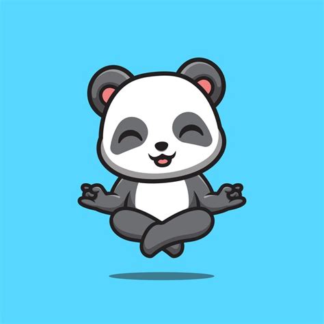 Premium Vector Panda Sitting Meditation Cute Creative Kawaii Cartoon