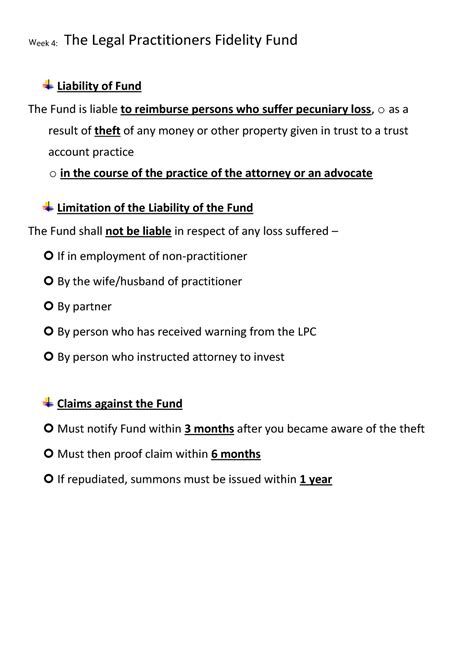 RPK fidelity fund summary - Week 4: The Legal Practitioners Fidelity