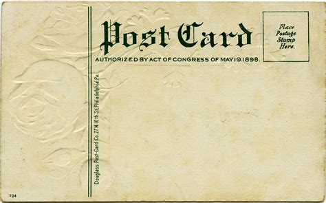 Shabby Aged Blank Postcard Back 1 ~ Free Vintage Graphic Postcard