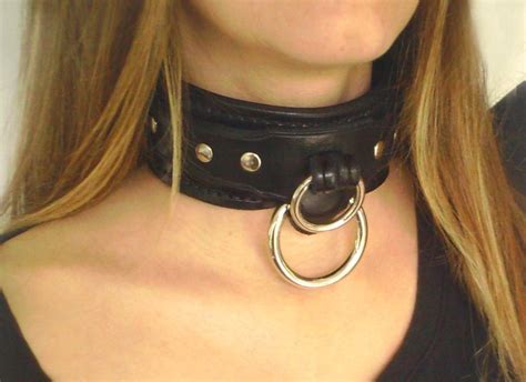 Leather Bdsm Collar Leather Slave Collar Bondage Collar For Submissive Dual Ring Leather