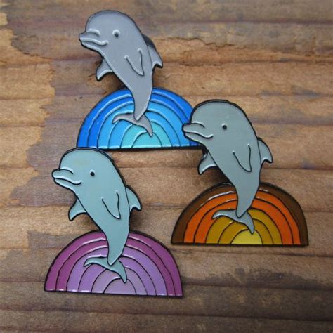Dolphin Pin Enamel Dolphin Pin Rainbow Waves Pin Ride Etsy Soft