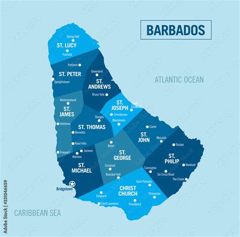 Barbados Political Map Barbados Island With Isolated Provinces