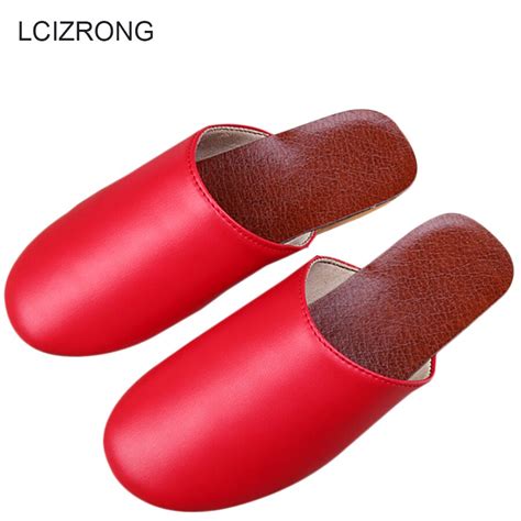 Lcizrong 7 Colors Home Lover Leather Slippers Women 35 44 Size Non Slip