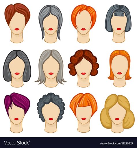 Womens Cartoon Hair Hairstyles Collection Vector Image
