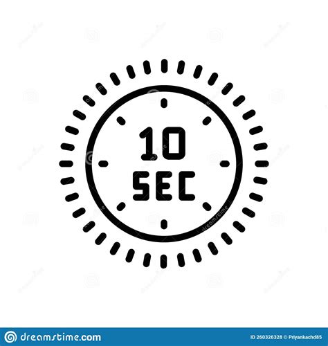 Black Line Icon For Sec Circle And Clock Stock Vector Illustration