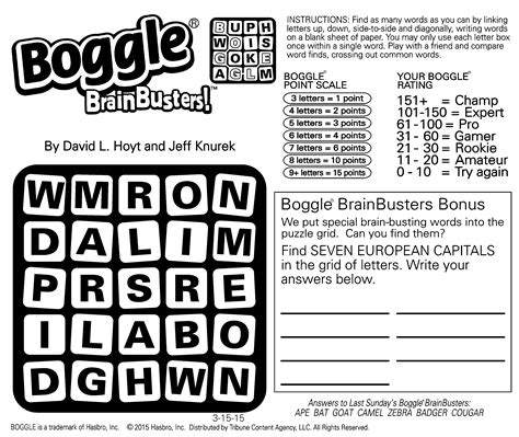 Wordfeud cheat for all you wordfeud fans, results can be quickly sorted by word length or by word score. Sample of Boggle Brainbusters Sunday Square | Tribune ...