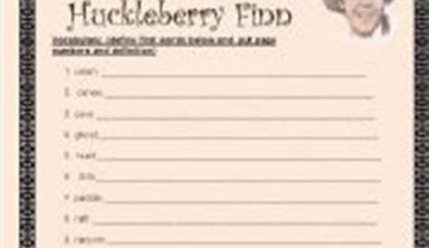 huckleberry finn worksheet