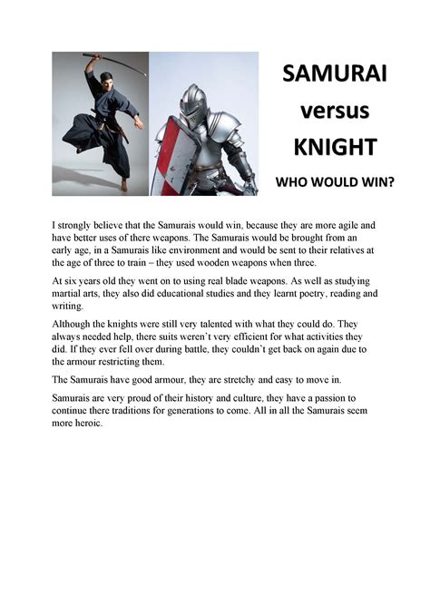 Knight Vs Samurai Battles Comic Vine