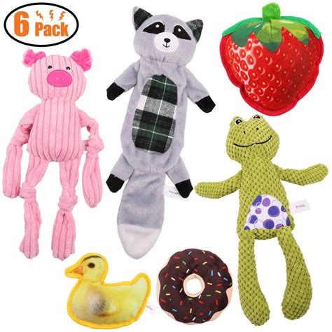 6pcs dog squeaky toys for small dogs, stuffed squeaky plush dog toys