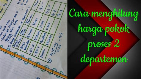 Volume kaca = 3.01 m x 2.6 m2 = 7.083 m2 (meter persegi) c. Cara menghitung harga pokok proses 2 departemen - YouTube